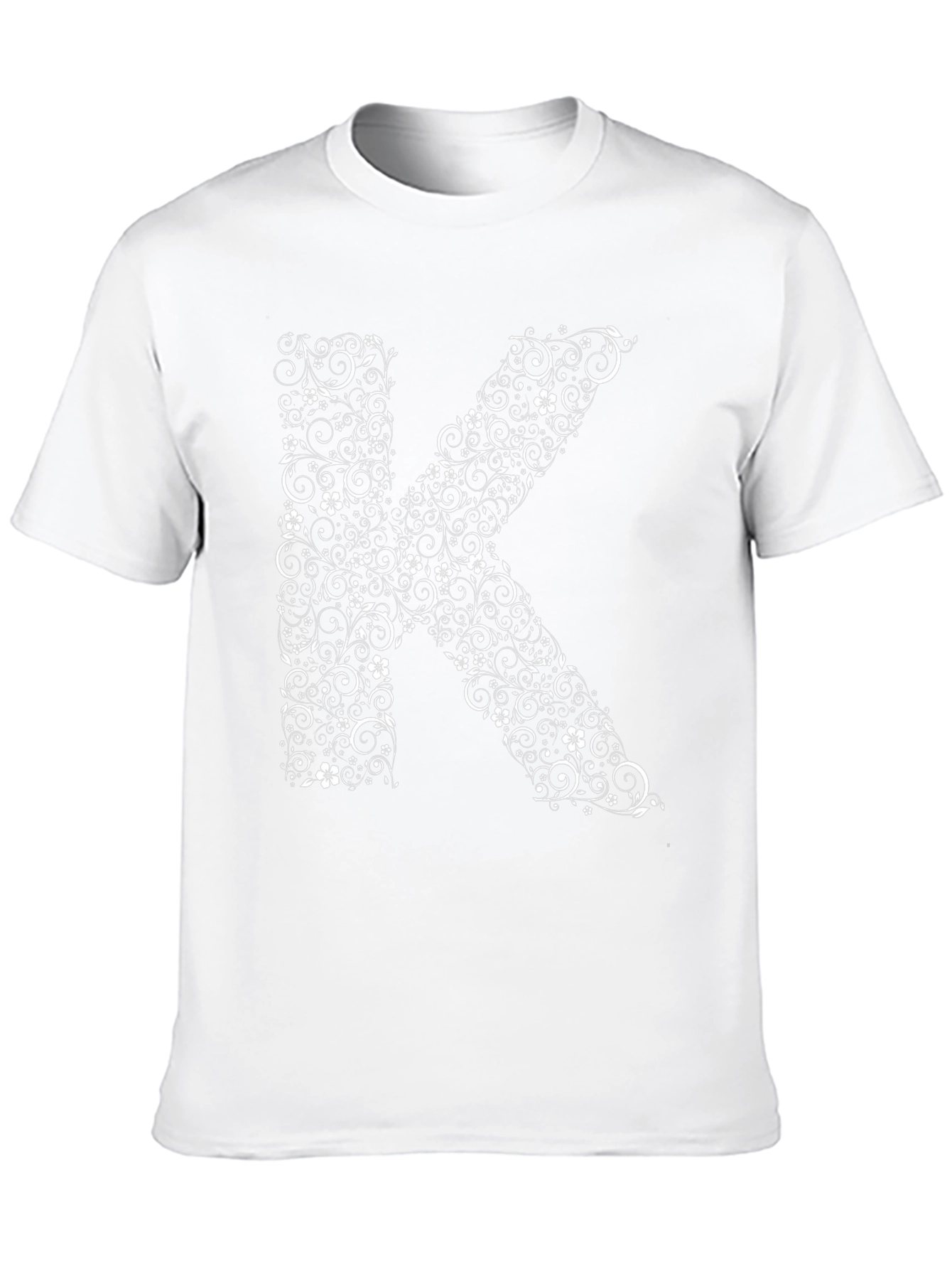 Floral Letter K Black T-Shirt