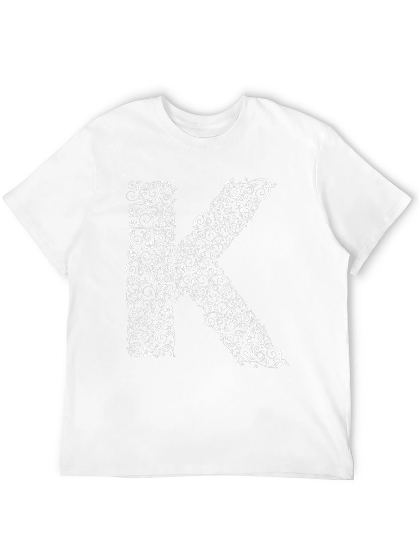 Floral Letter K Black T-Shirt