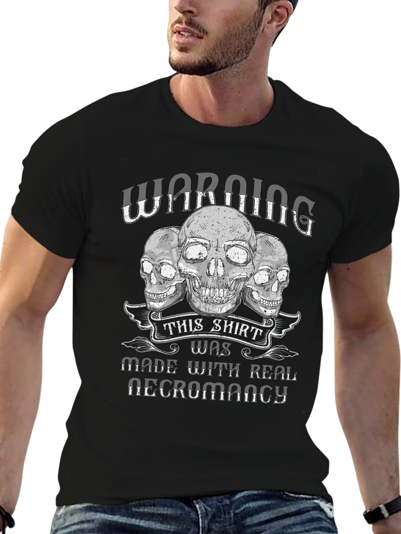 Necromancy Skull T-Shirt - Warning!