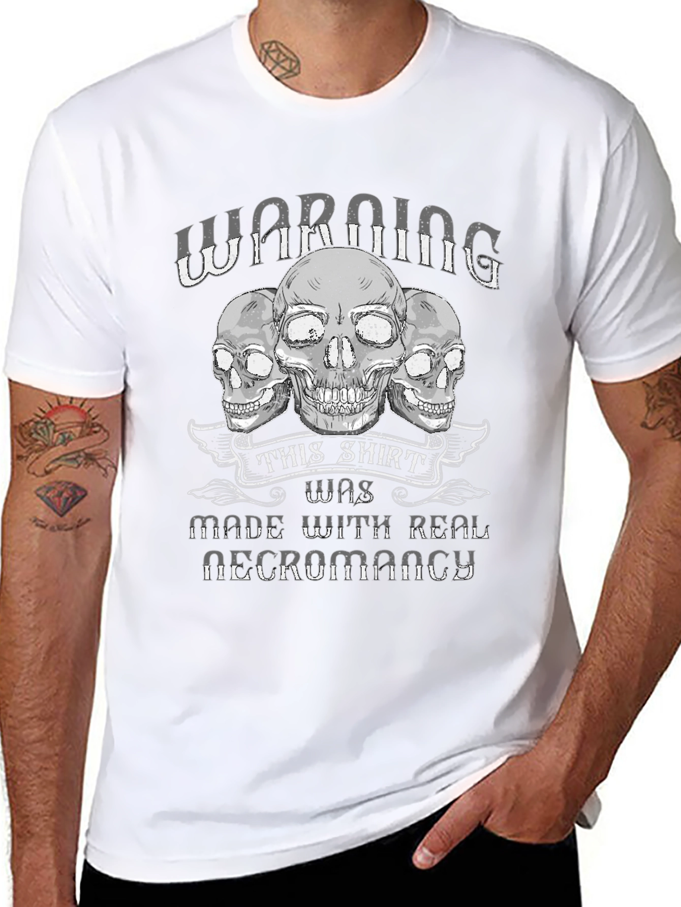 Necromancy Skull T-Shirt - Warning!