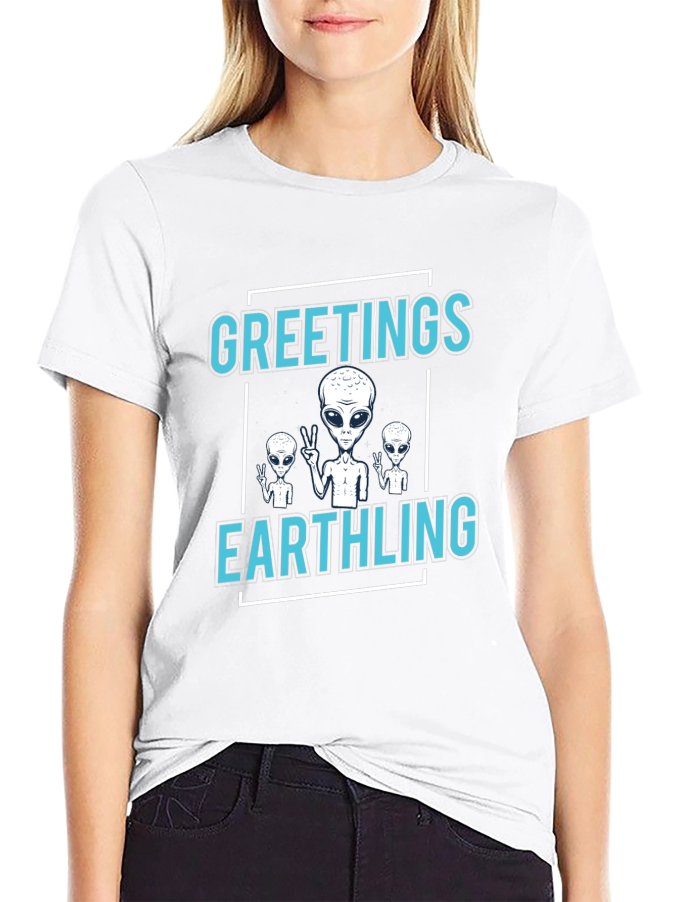 Greetings Earthling Alien T-Shirt - Novelty Space Tee