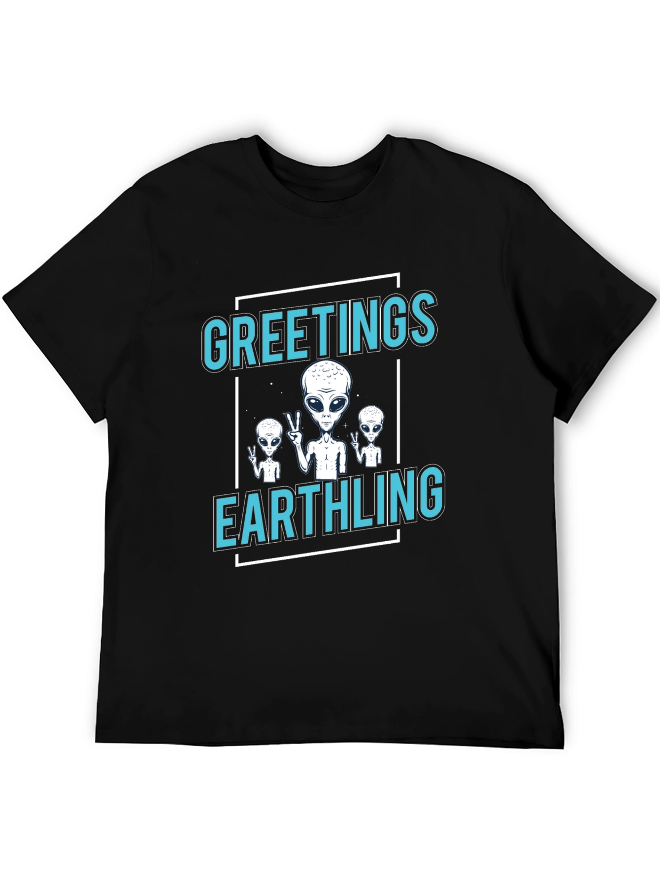 Greetings Earthling Alien T-Shirt - Novelty Space Tee