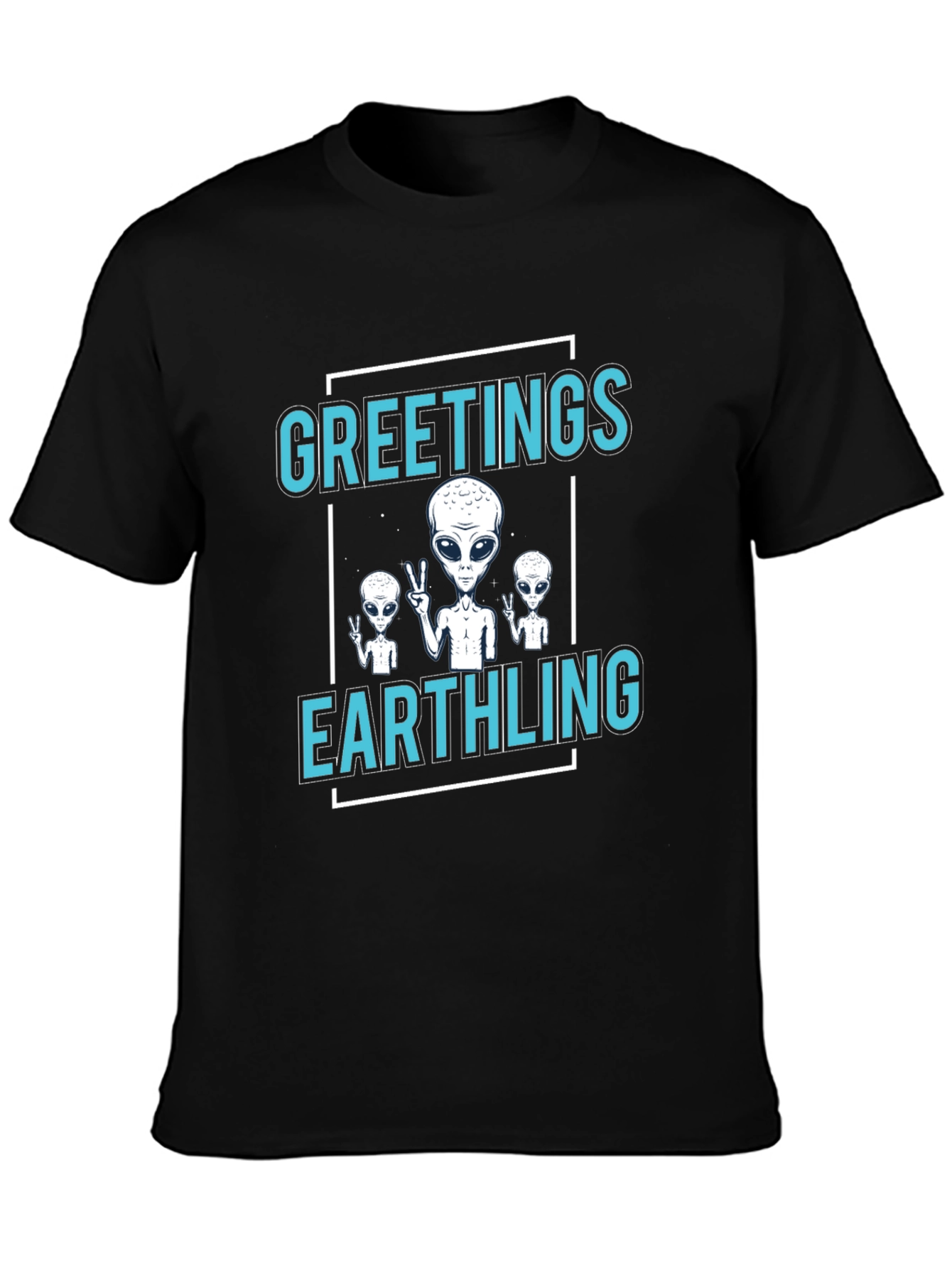 Greetings Earthling Alien T-Shirt - Novelty Space Tee