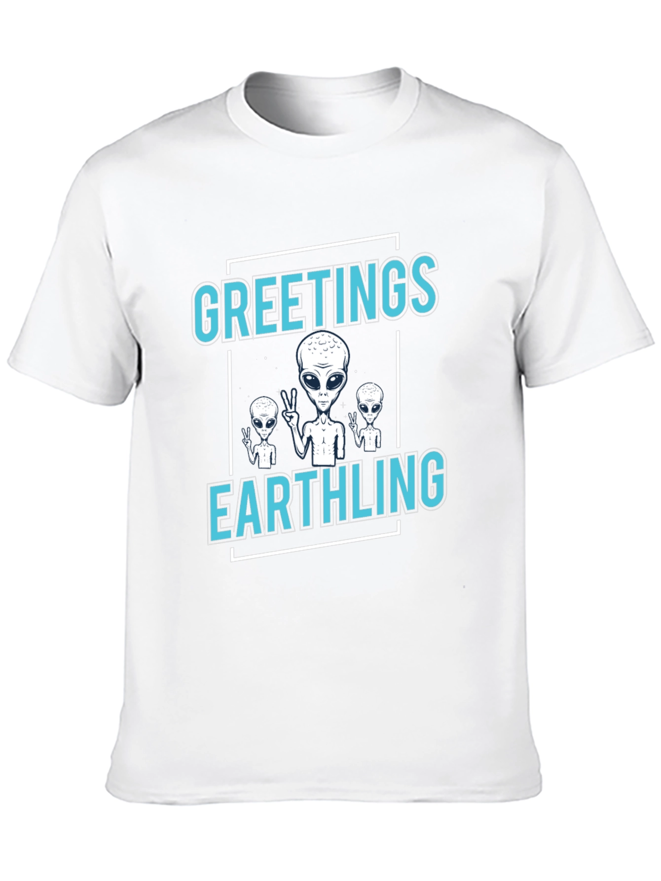 Greetings Earthling Alien T-Shirt - Novelty Space Tee
