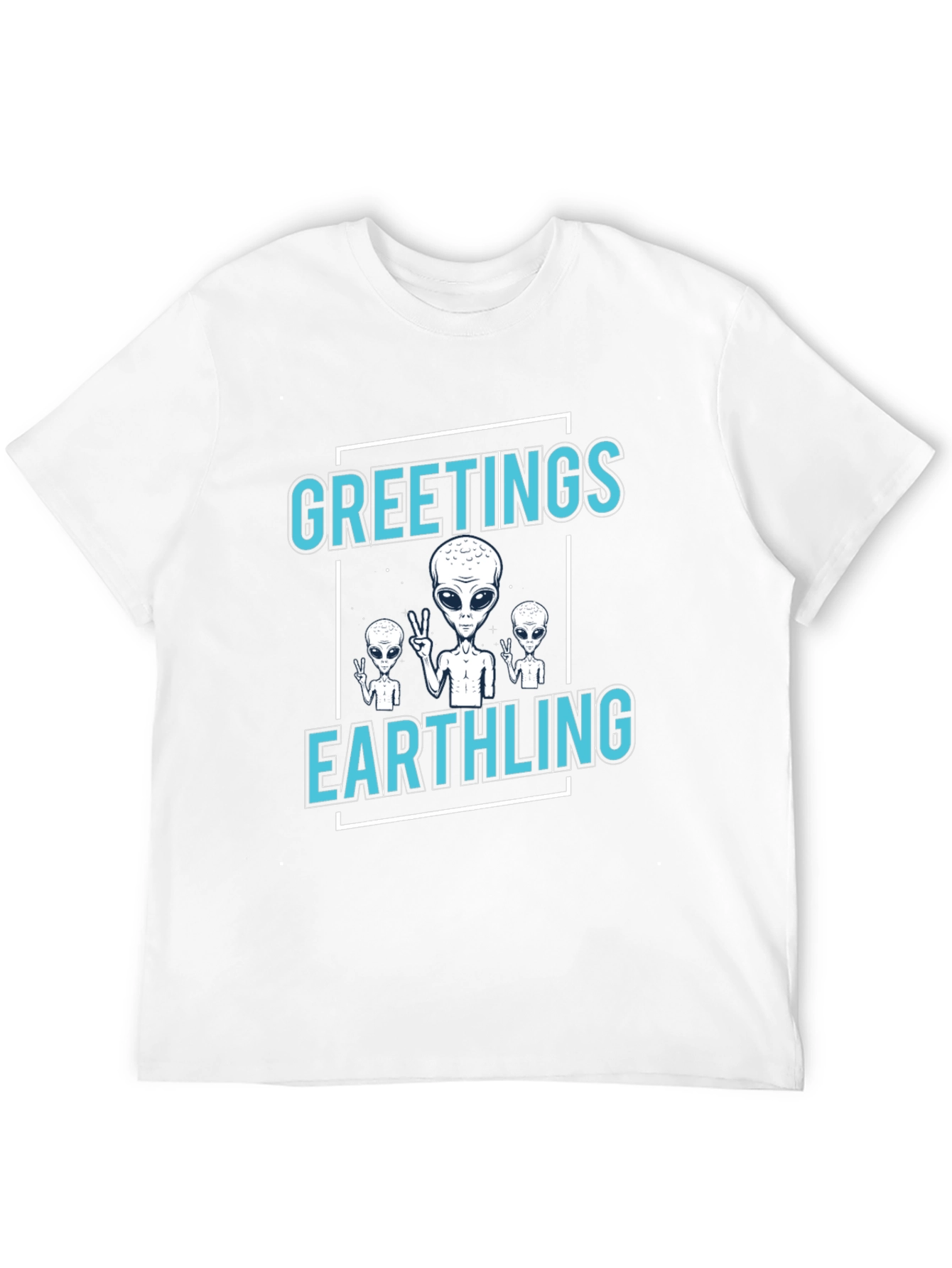 Greetings Earthling Alien T-Shirt - Novelty Space Tee