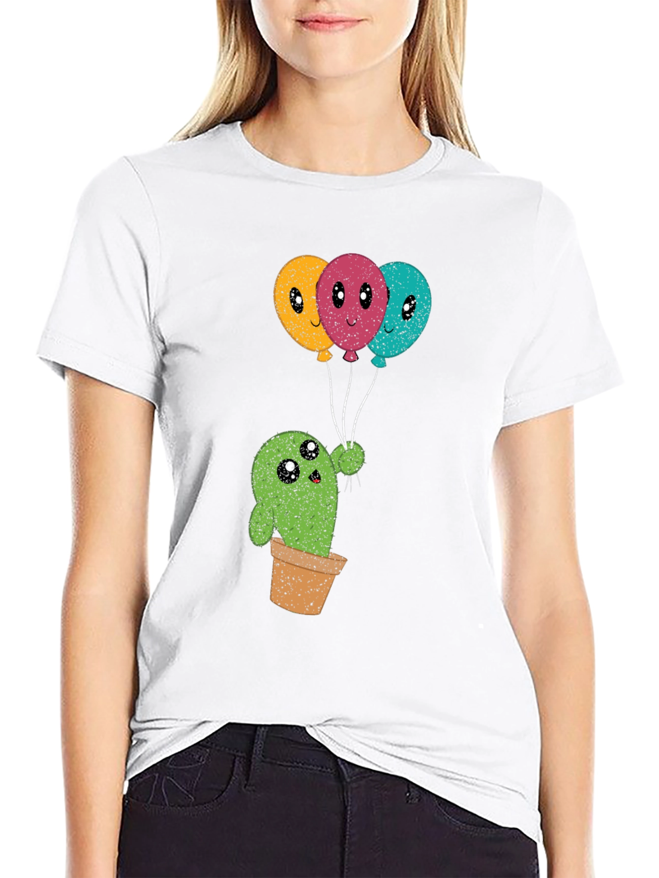 Cactus with Balloons T-Shirt - Cute & Fun Design