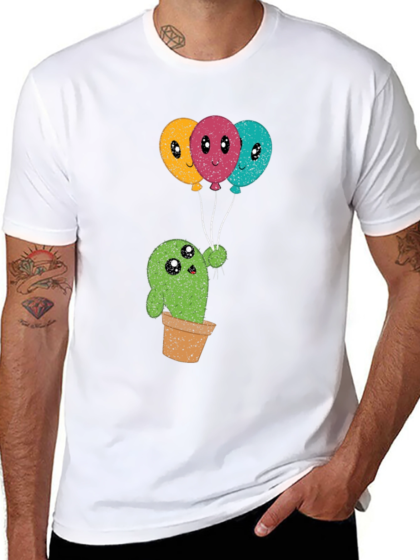 Cactus with Balloons T-Shirt - Cute & Fun Design