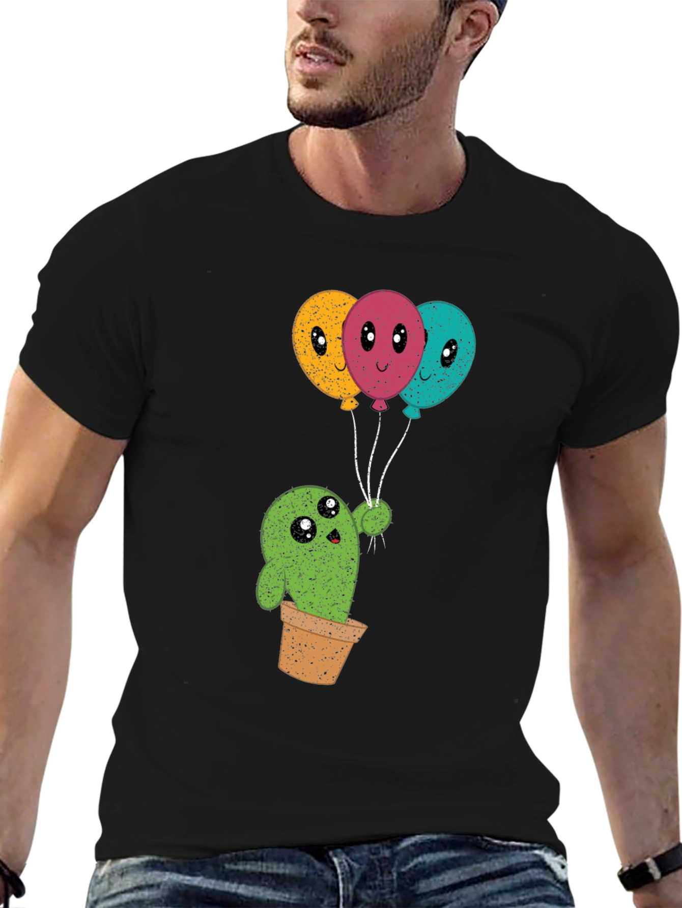 Cactus with Balloons T-Shirt - Cute & Fun Design