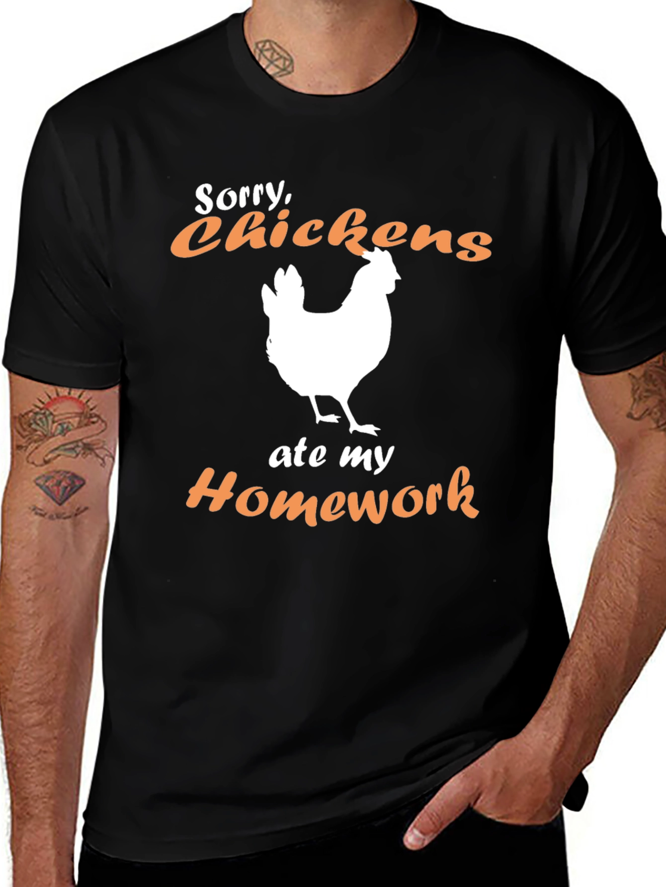Funny Chicken Ate My Homework Graphic T-Shirt