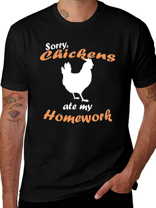 Funny Chicken Ate My Homework Graphic T-Shirt