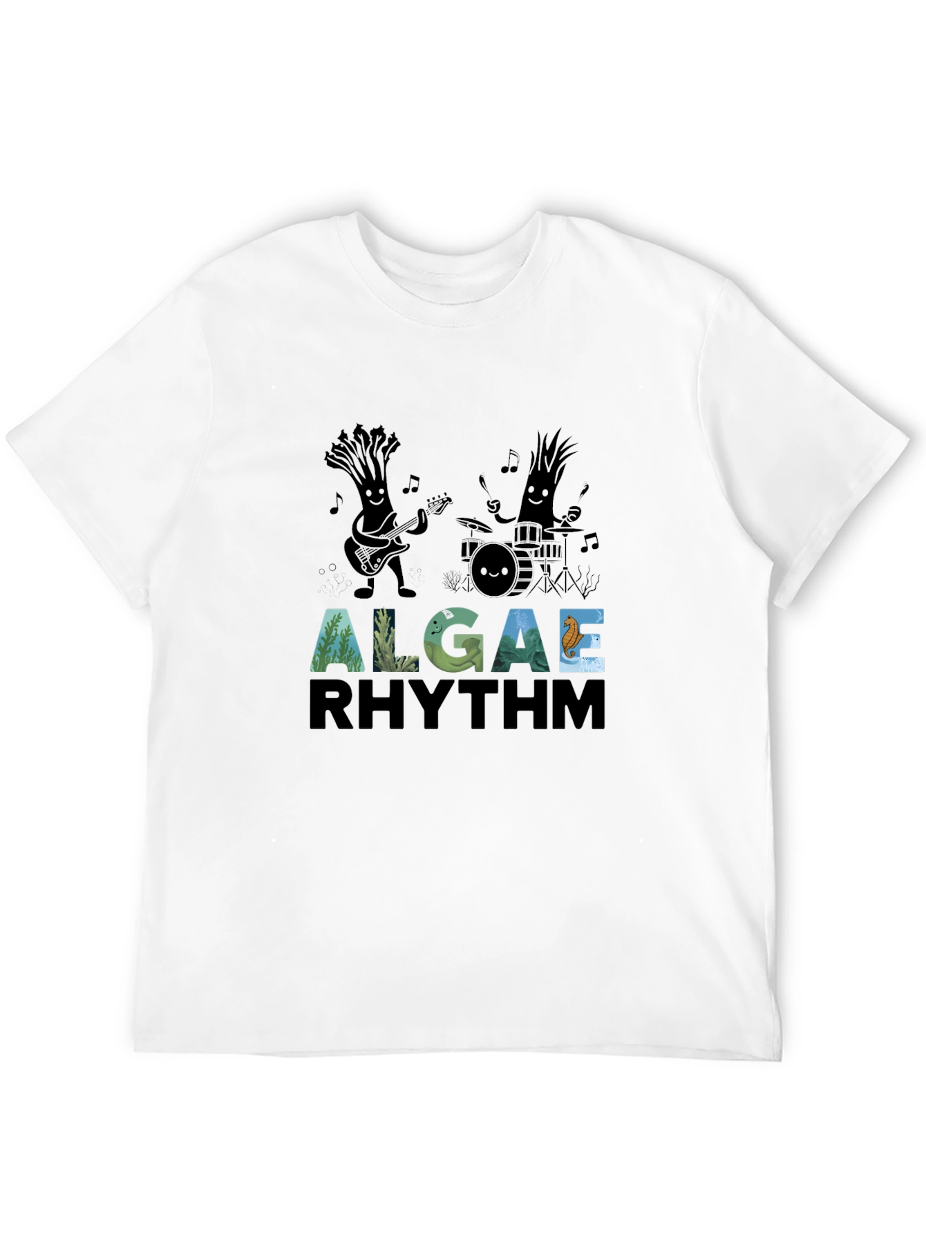 Algae Rhythm Black Graphic T-Shirt