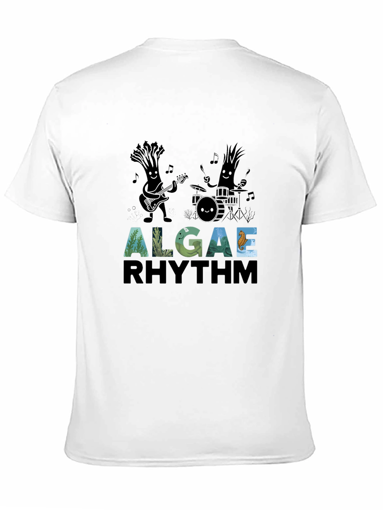 Algae Rhythm Black Graphic T-Shirt