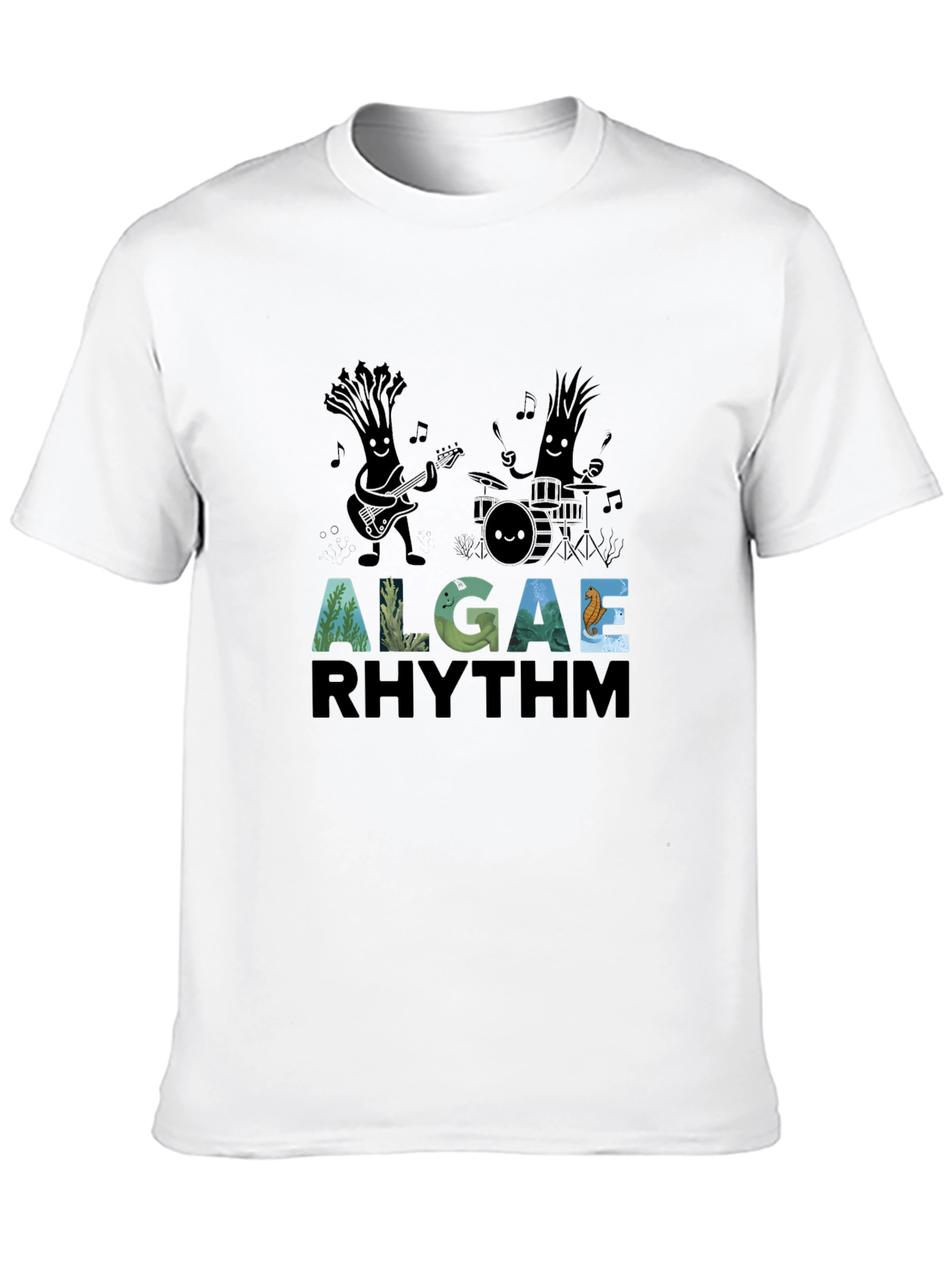 Algae Rhythm Black Graphic T-Shirt