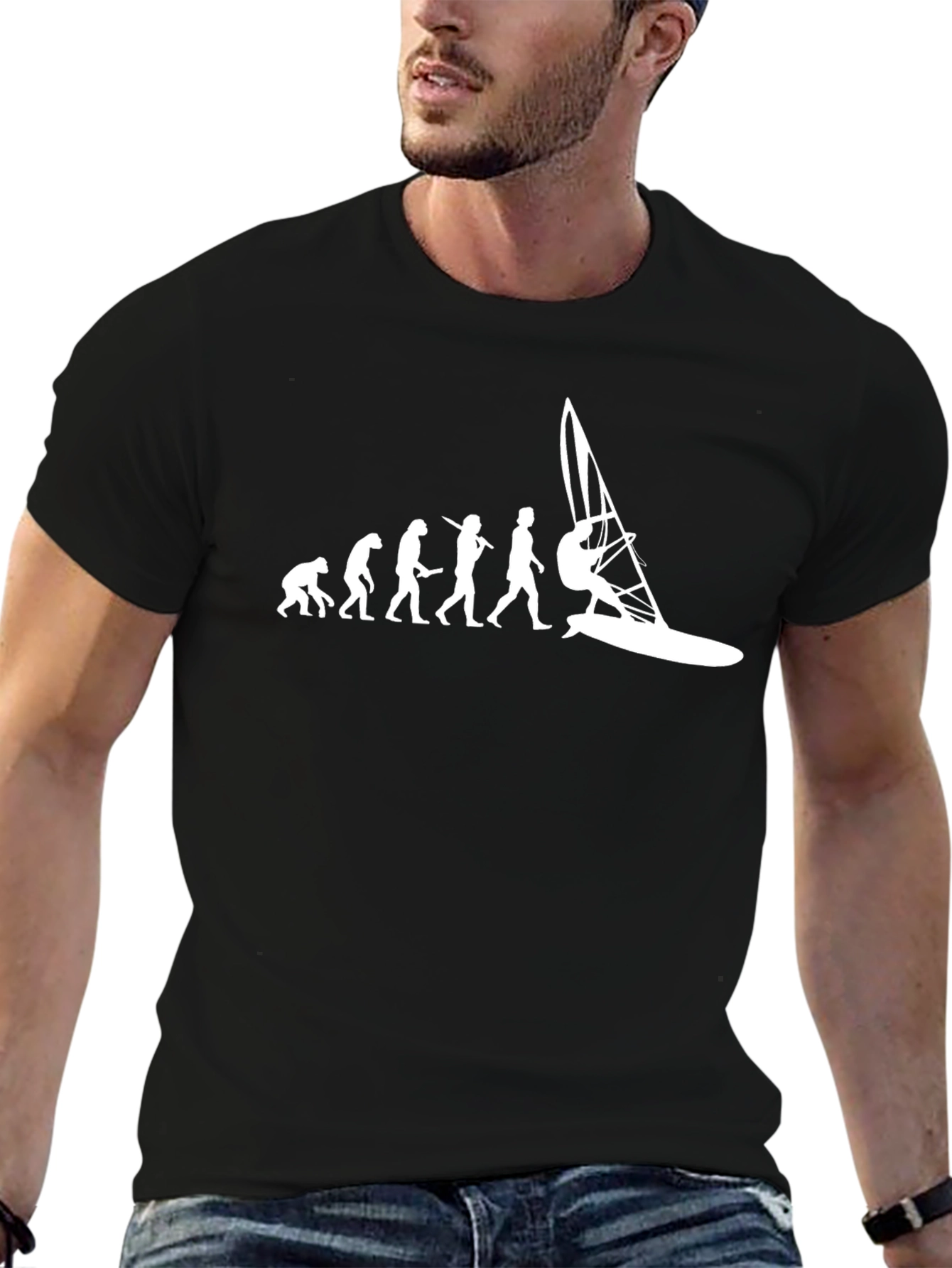 Evolution of Windsurfing Black Graphic Tee