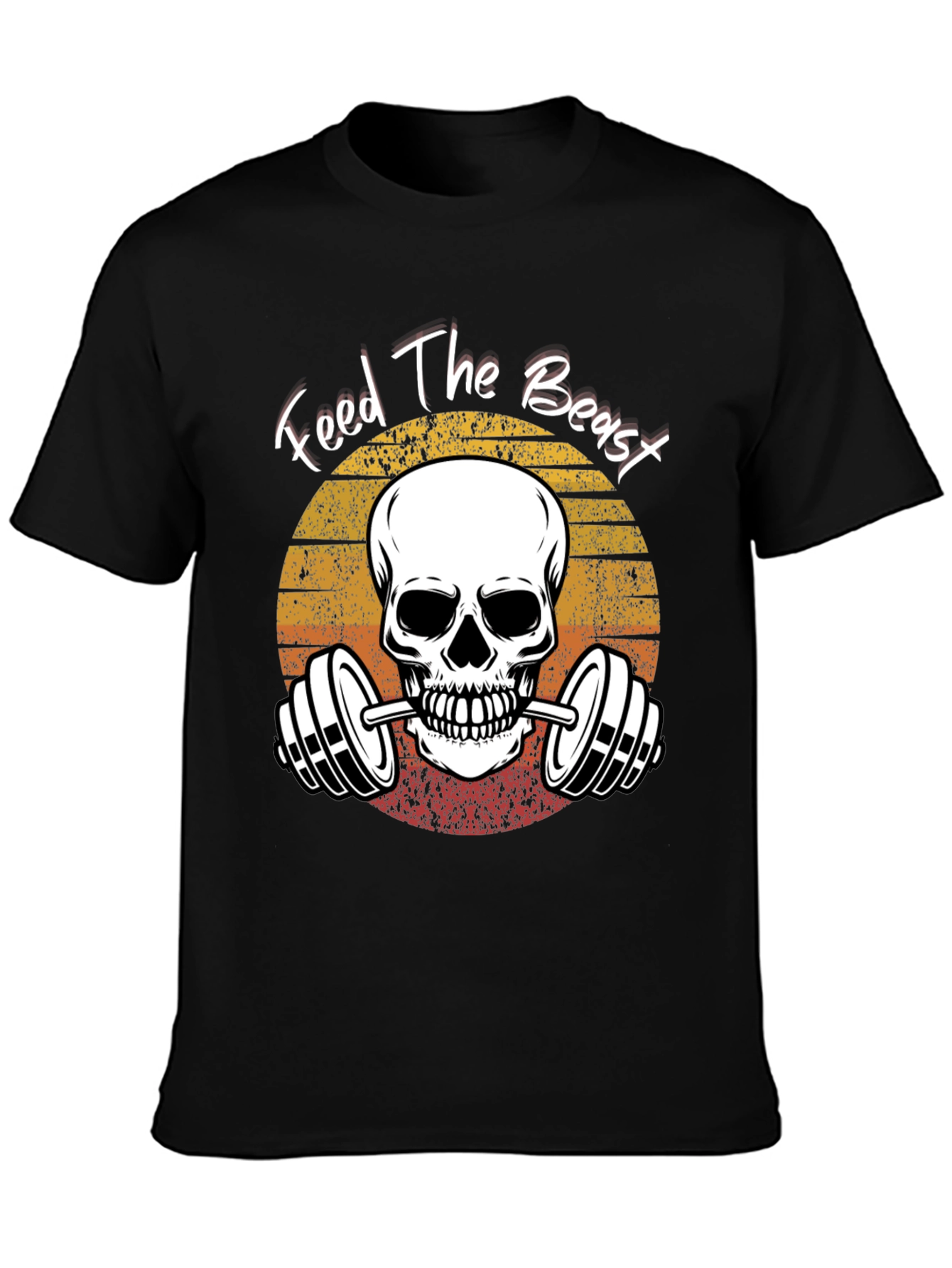 Feed The Beast Skull Barbell Gym T-Shirt
