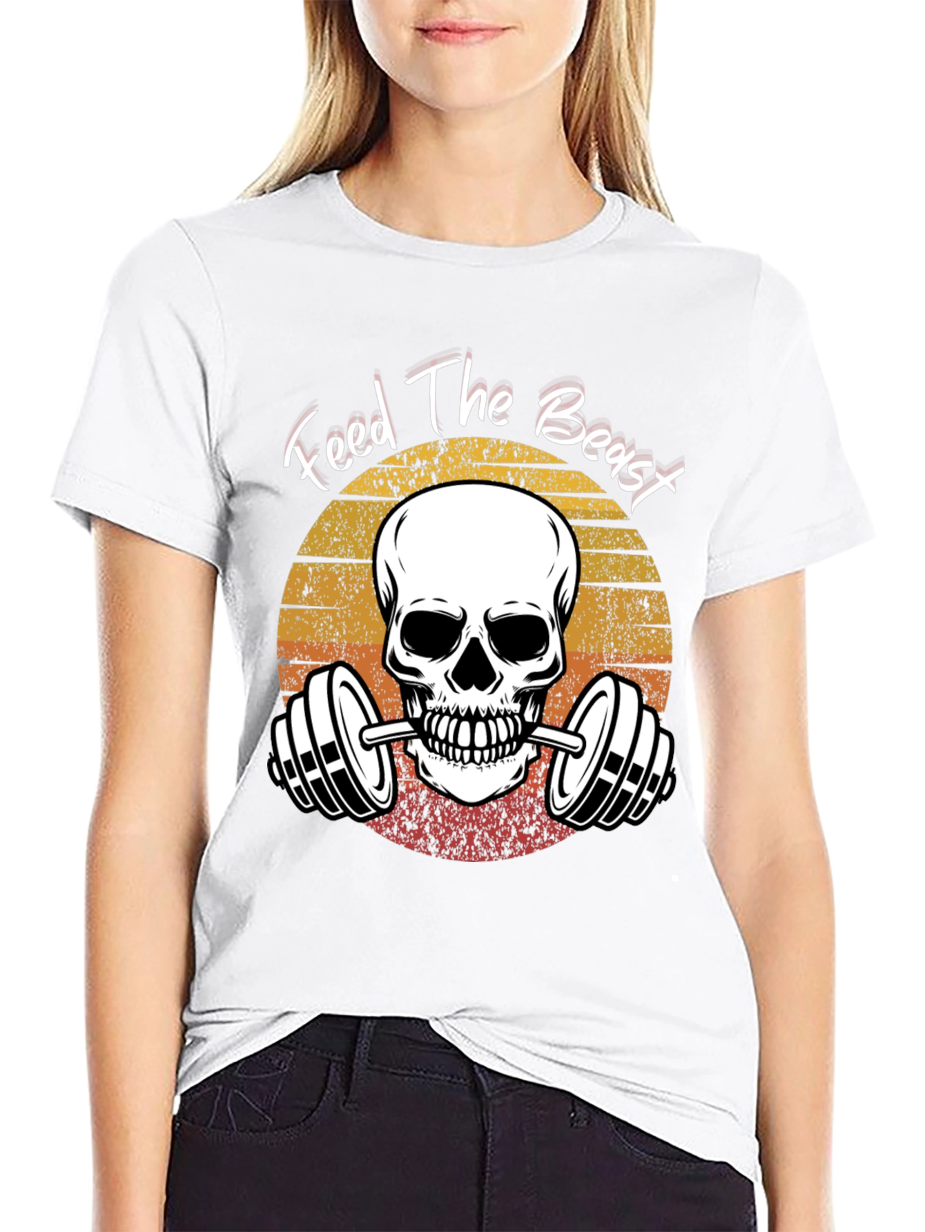 Feed The Beast Skull Barbell Gym T-Shirt