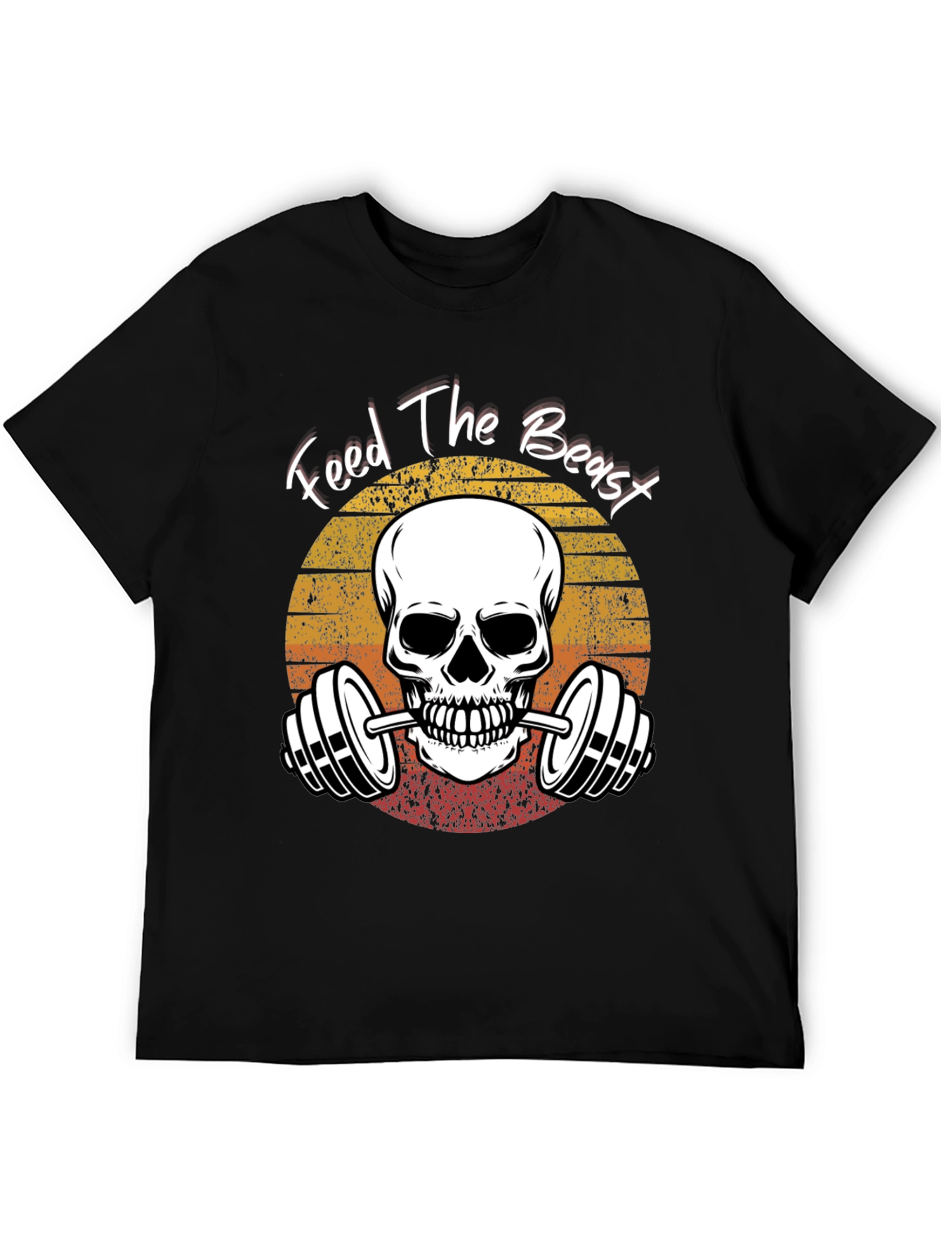 Feed The Beast Skull Barbell Gym T-Shirt