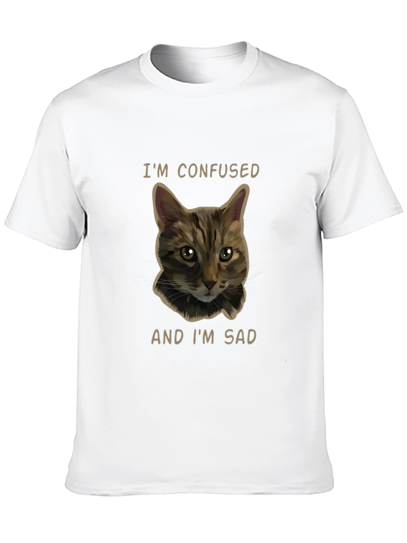 Confused Cat Graphic Tee - Unisex Black T-Shirt