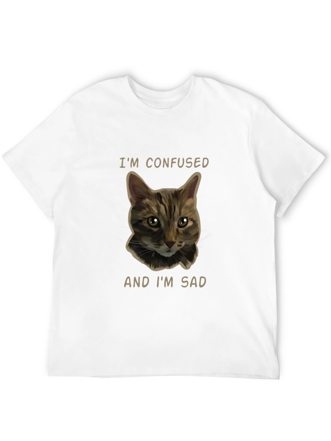 Confused Cat Graphic Tee - Unisex Black T-Shirt