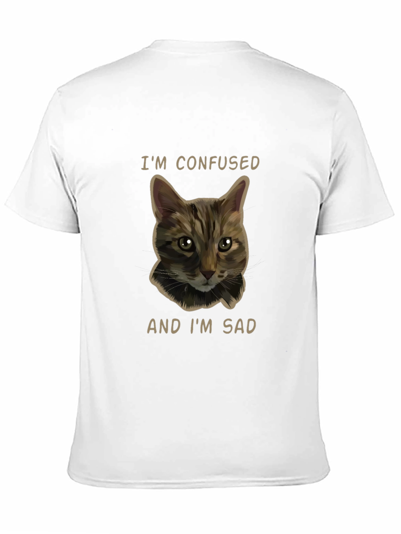 Confused Cat Graphic Tee - Unisex Black T-Shirt