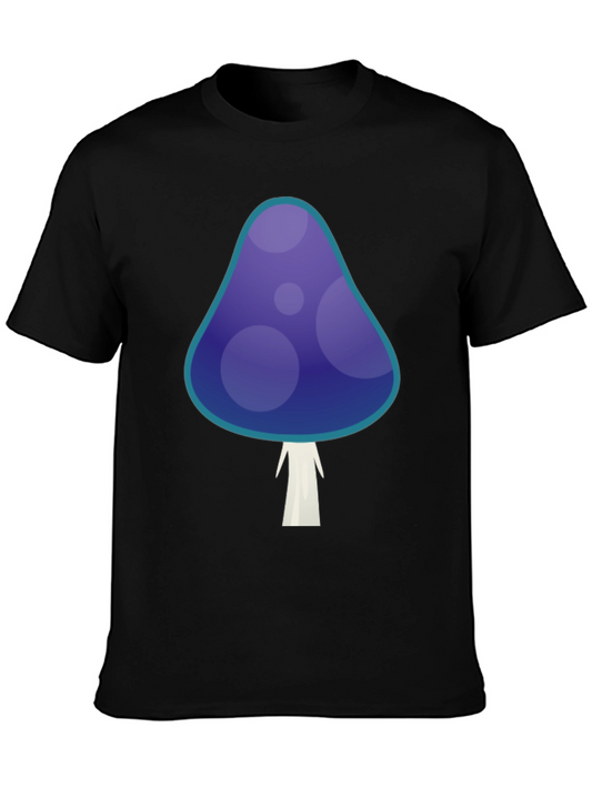 Funky Mushroom Graphic T-Shirt - Black Cotton Tee