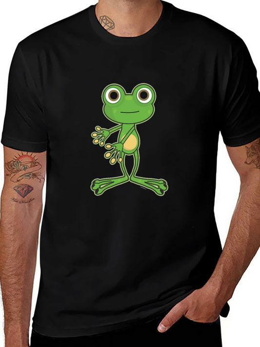 Funny Frog Graphic Tee - Black Cotton T-Shirt