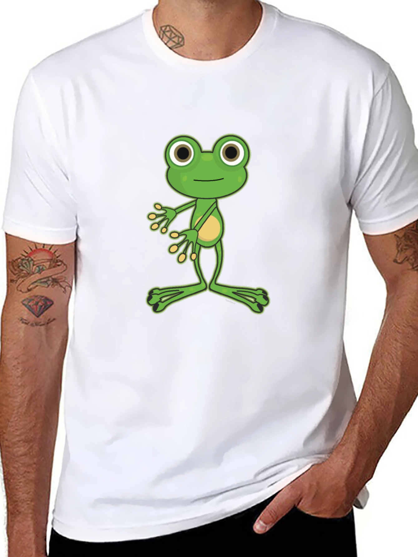 Funny Frog Graphic Tee - Black Cotton T-Shirt