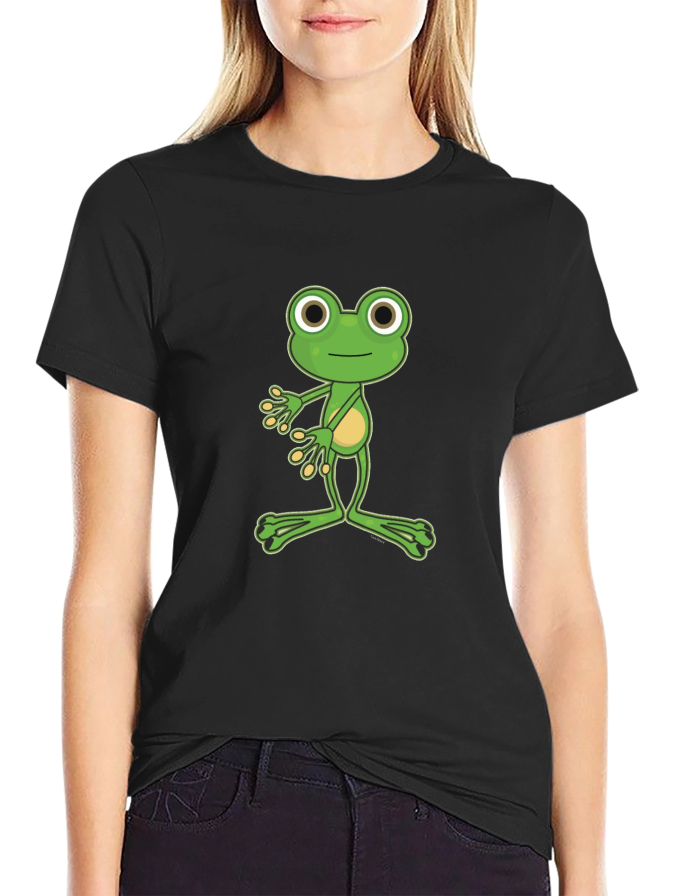 Funny Frog Graphic Tee - Black Cotton T-Shirt