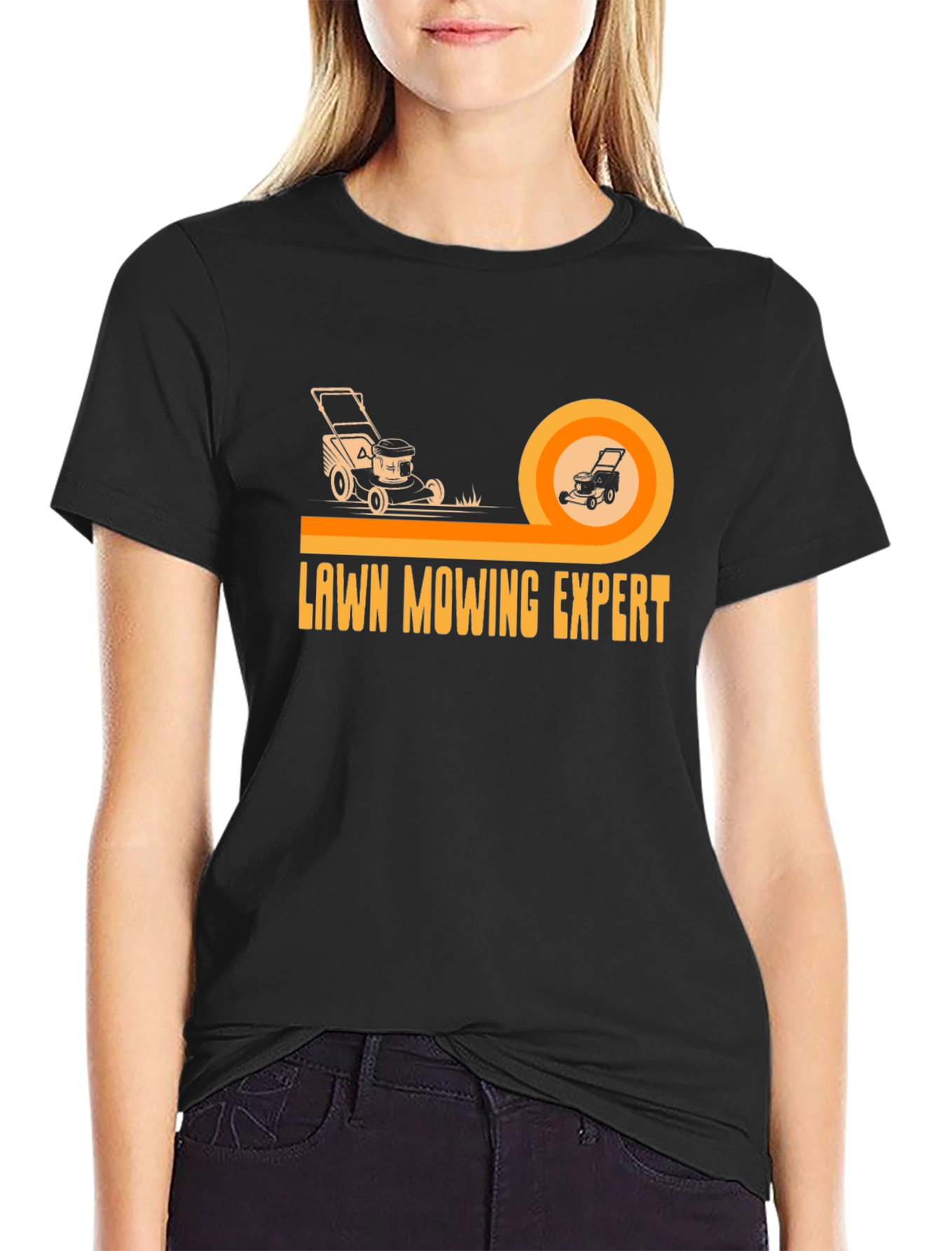 Lawn Mowing Expert Graphic Tee - Black Cotton T-Shirt