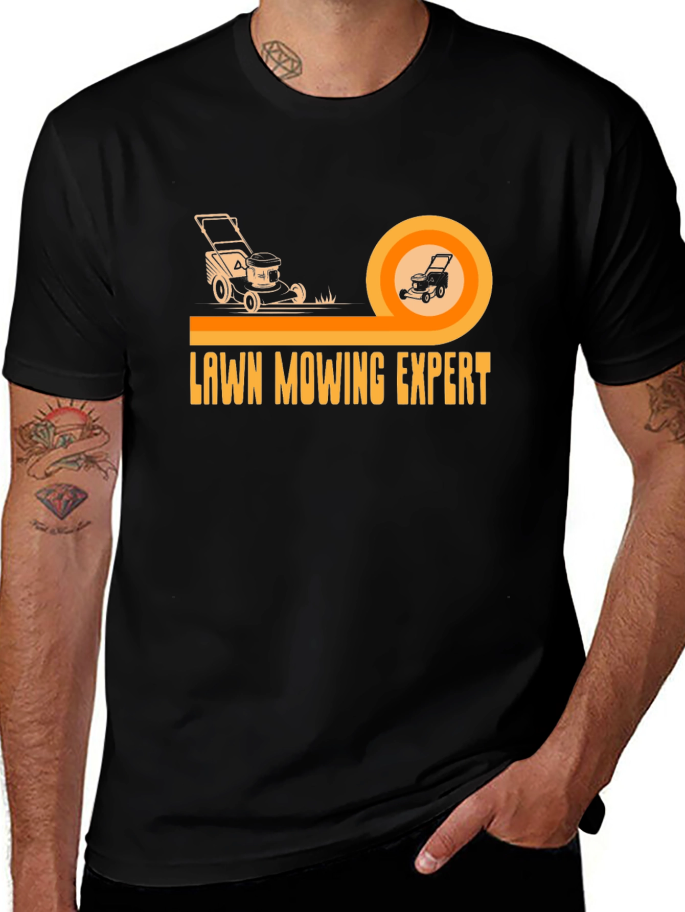 Lawn Mowing Expert Graphic Tee - Black Cotton T-Shirt