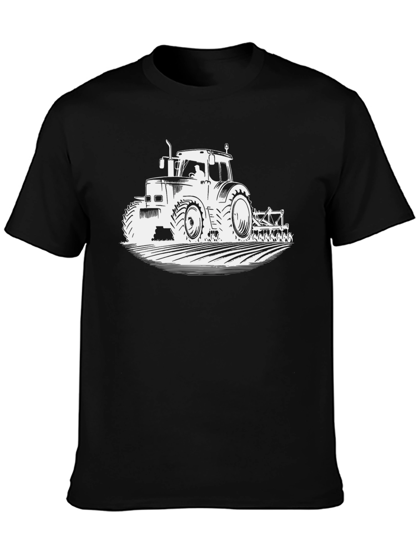 Tractor Graphic Tee - Black Cotton Farm Shirt