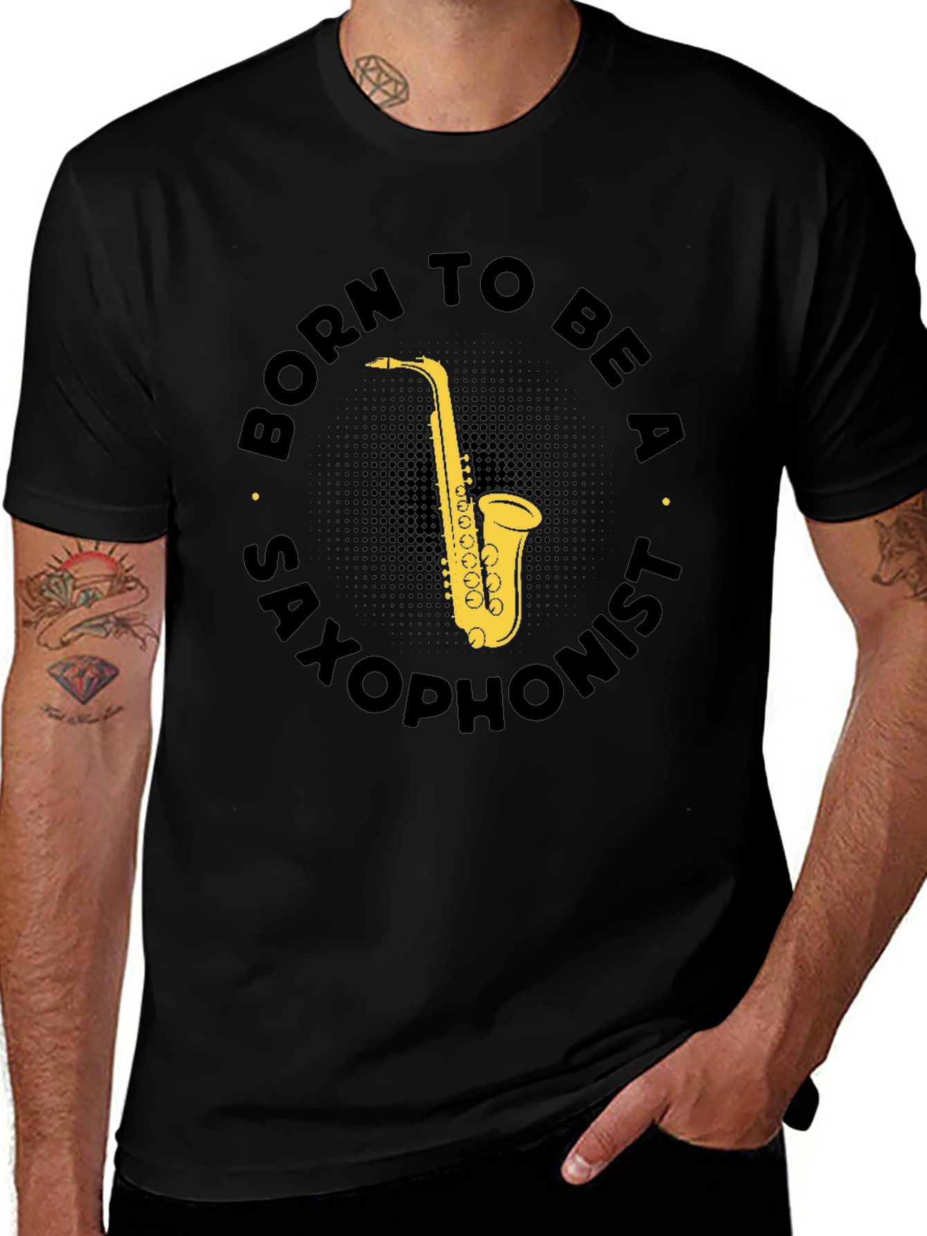 Born To Be A Saxophonist Black T-Shirt