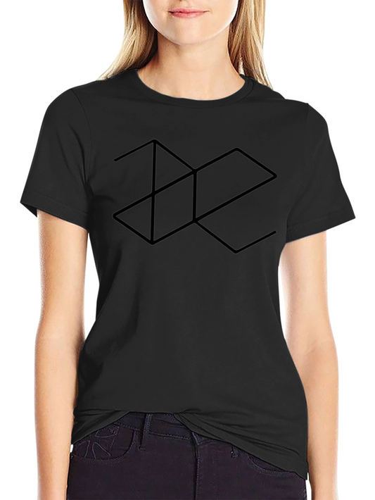 Geometric Line Art Black T-Shirt