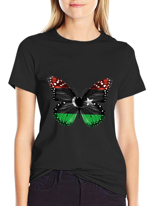 Libya Flag Butterfly Mens T-Shirt