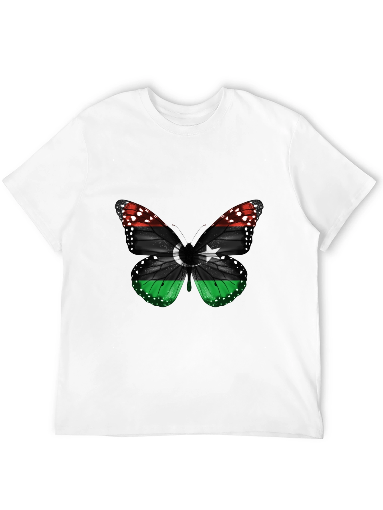 Libya Flag Butterfly Mens T-Shirt
