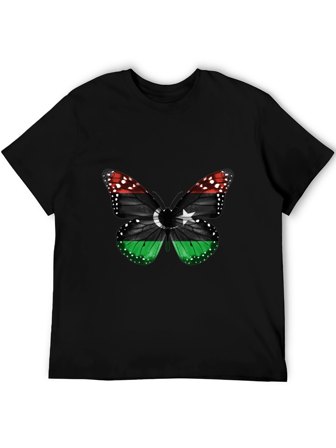 Libya Flag Butterfly Mens T-Shirt
