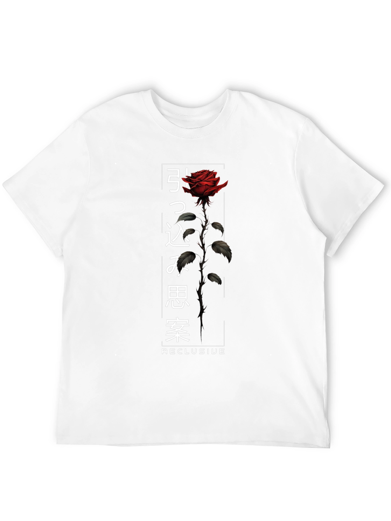 Rose Graphic Tee - Japanese Text Design