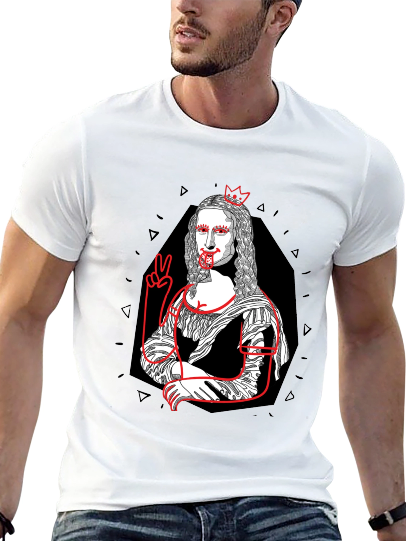 Mona Lisa Graphic Print T-Shirt - Black Cotton Tee