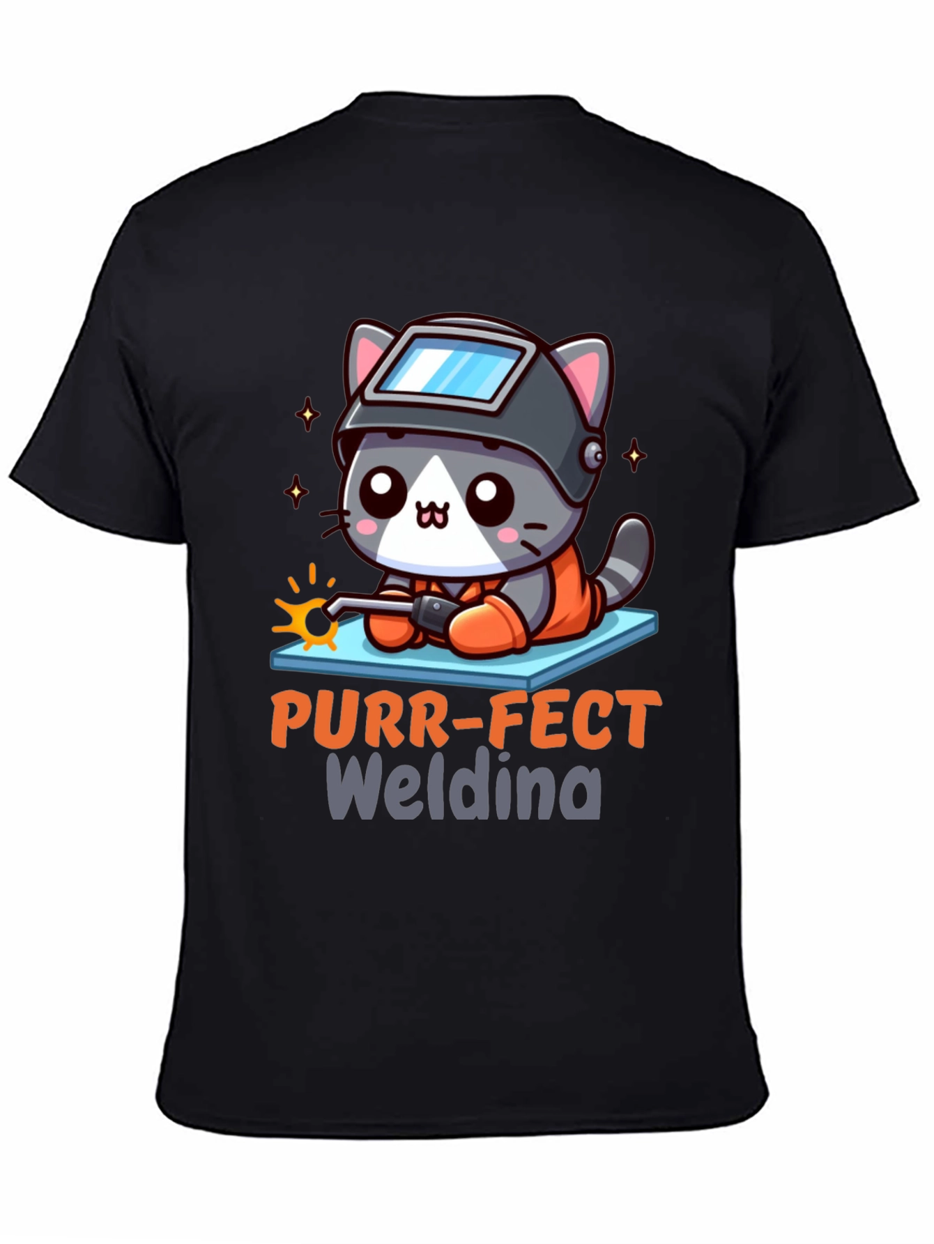 Purr-fect Welding Cat T-Shirt - Black