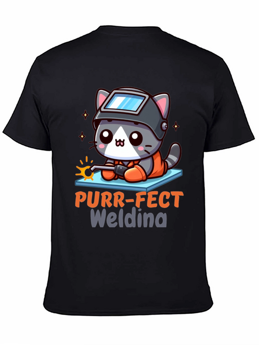 Purr-fect Welding Cat T-Shirt - Black