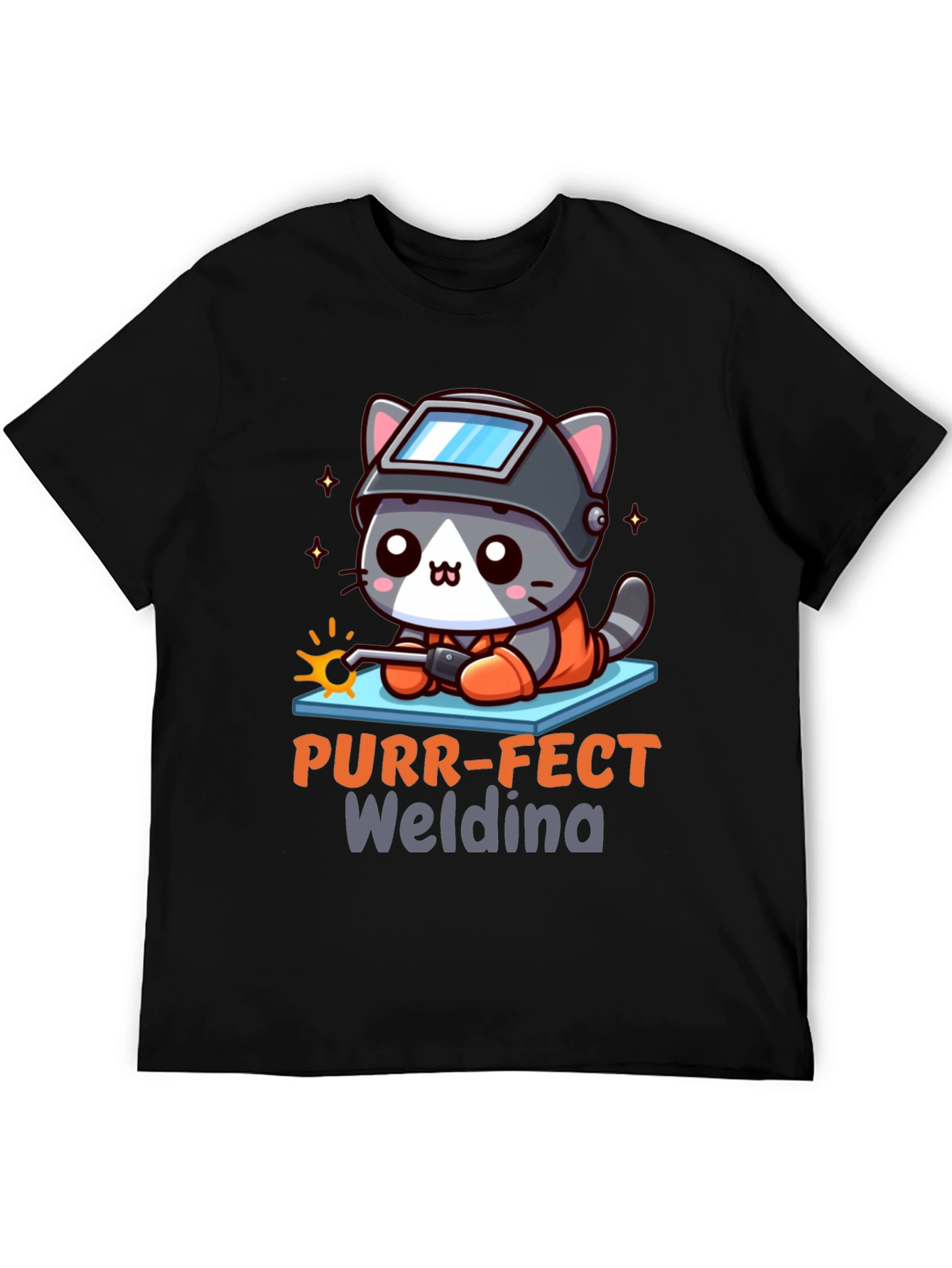 Purr-fect Welding Cat T-Shirt - Black