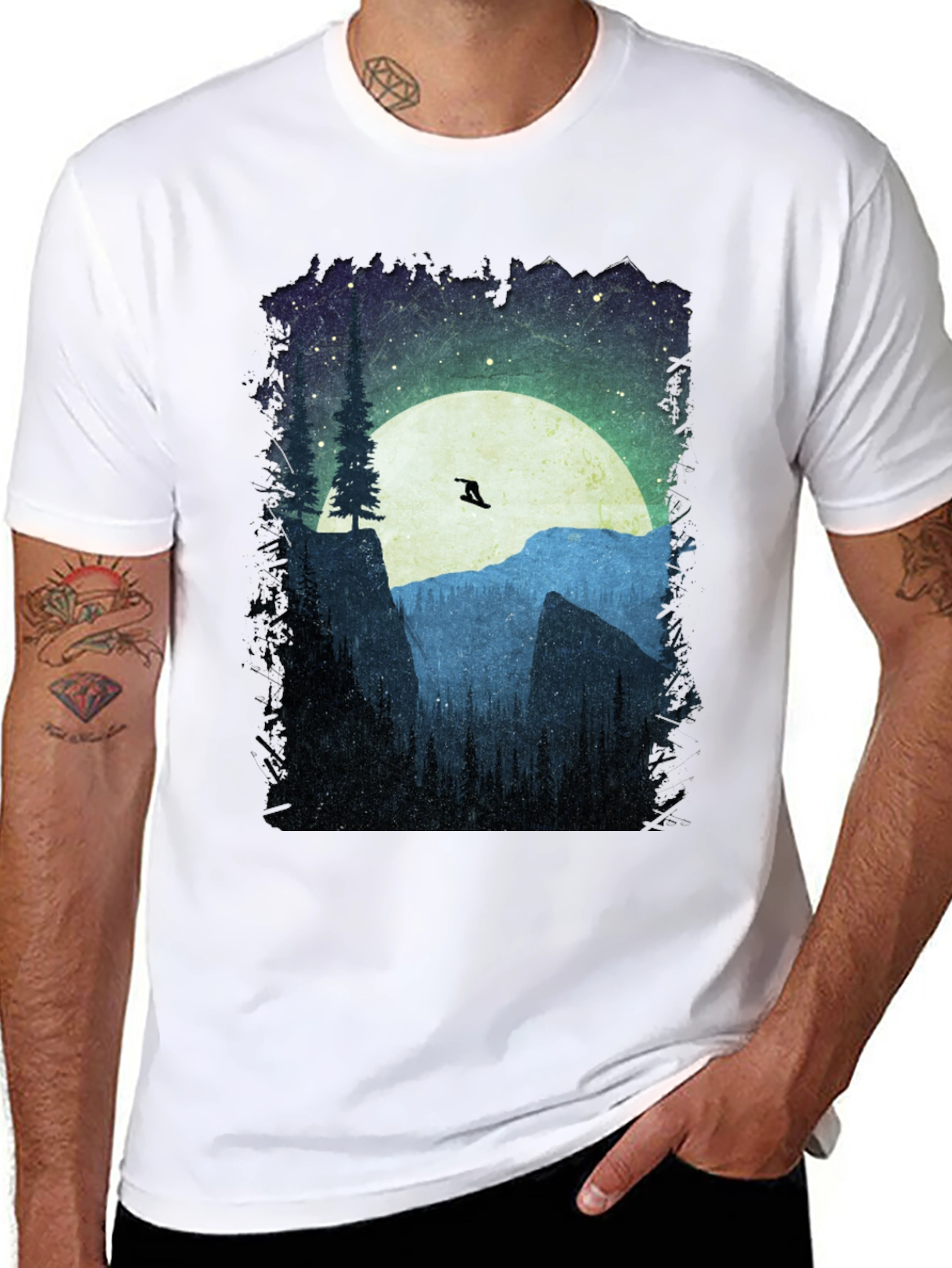 Mountain Scene Graphic Tee - Black