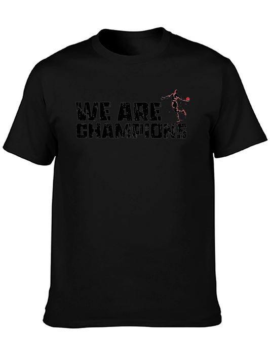 We Are Champions Graphic Tee - Black Cotton Shirt