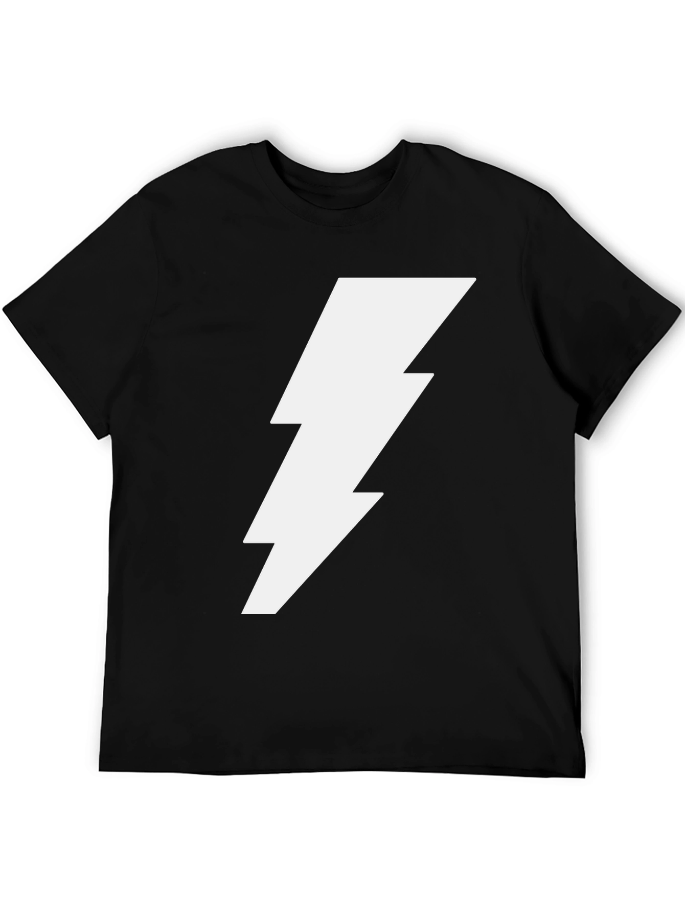 Lightning Bolt Graphic Tee - Black Cotton T-Shirt