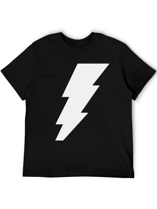Lightning Bolt Graphic Tee - Black Cotton T-Shirt