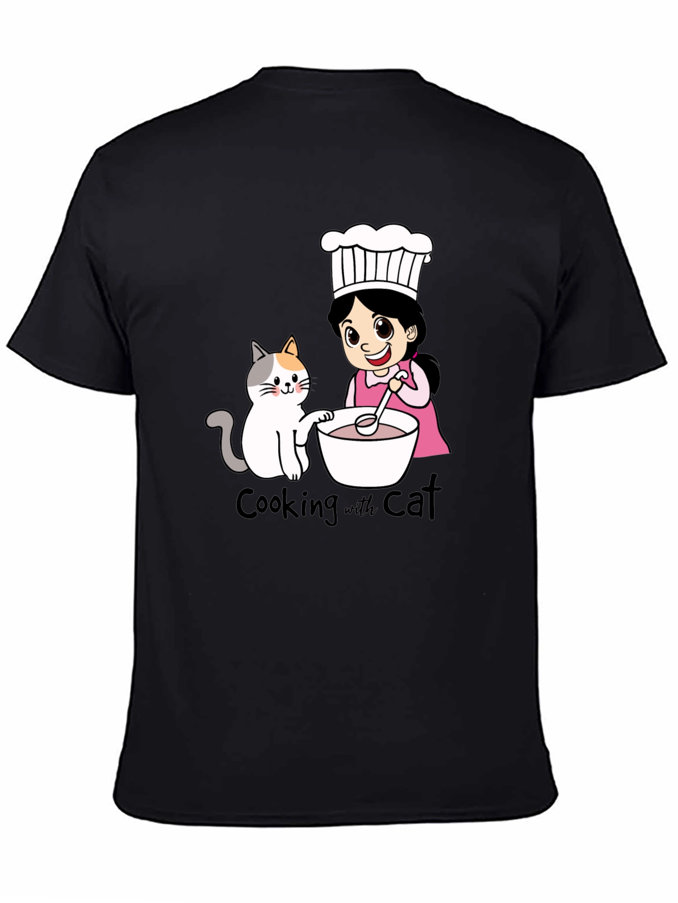 Cooking with Cat T-Shirt Cute Cartoon Design Tee