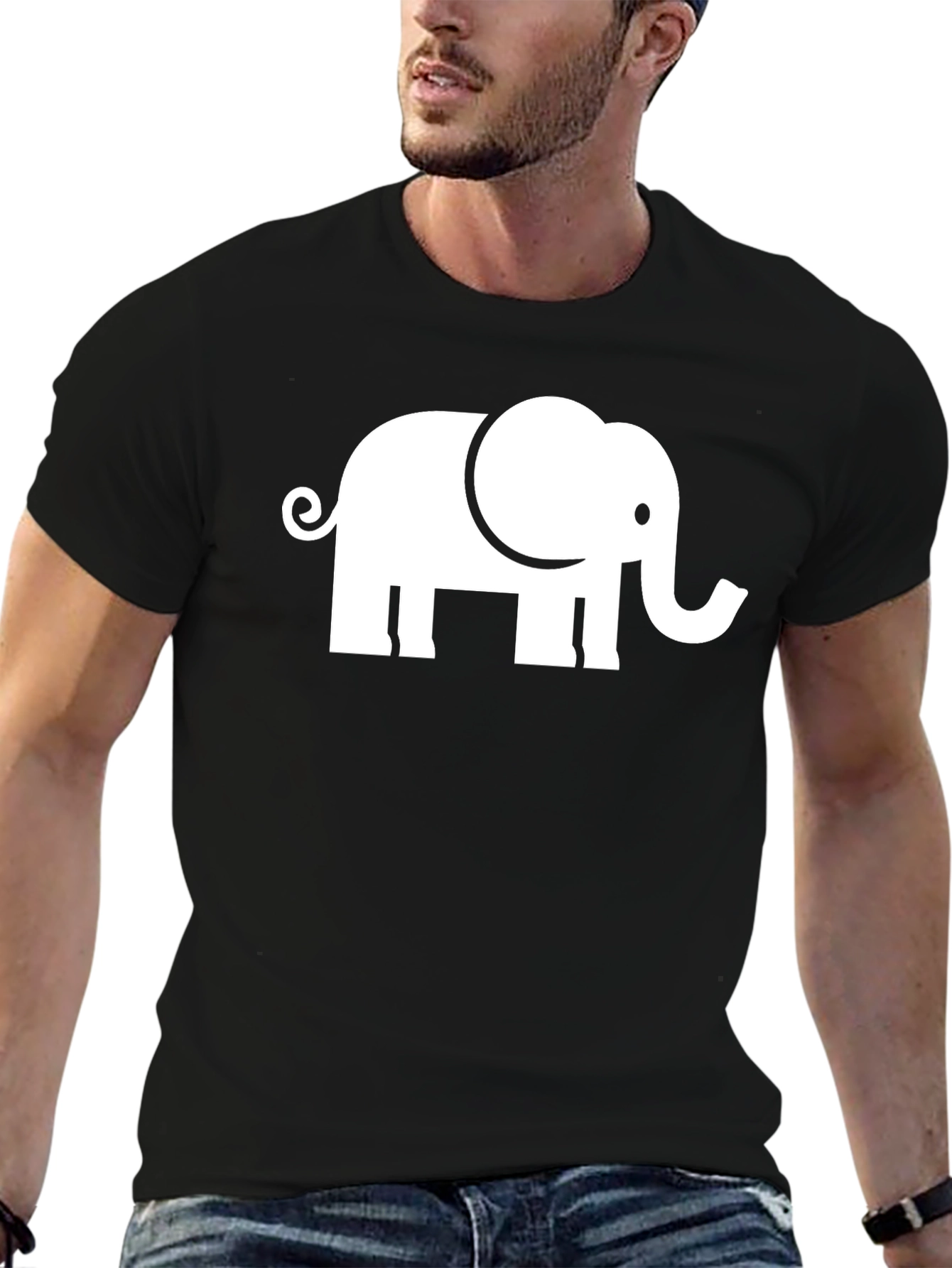 Elephant Graphic Tee - Black Cotton T-Shirt