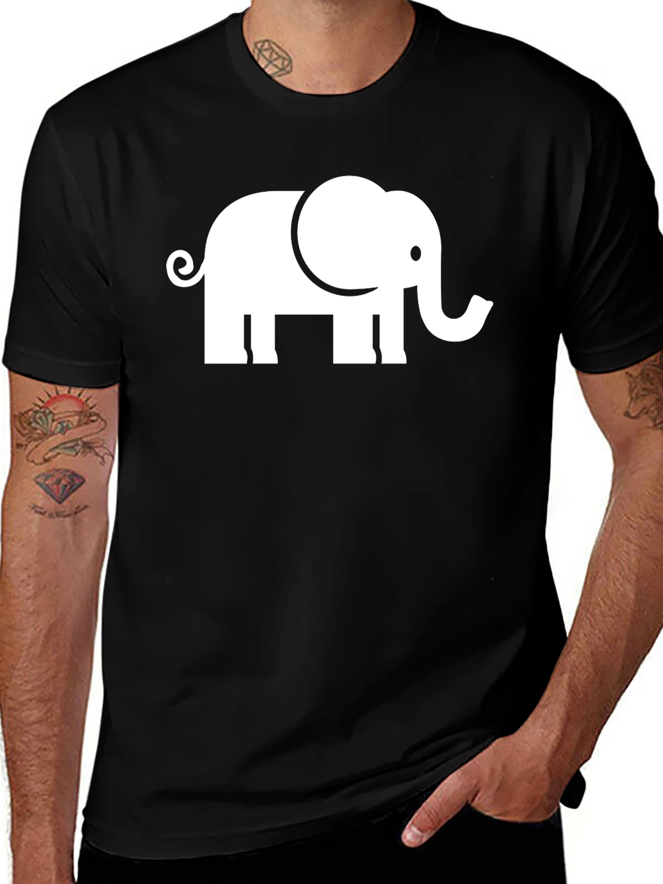 Elephant Graphic Tee - Black Cotton T-Shirt
