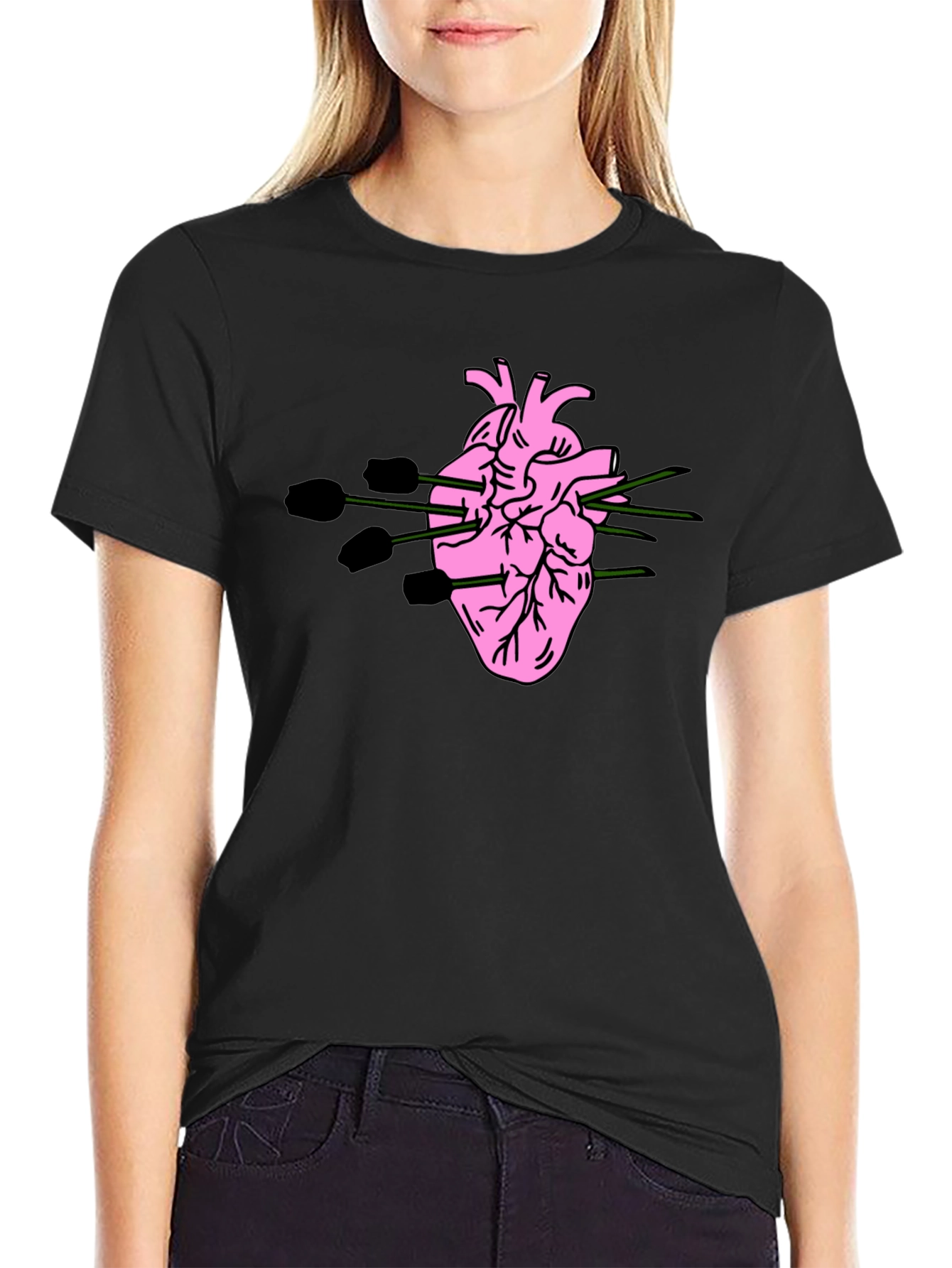 Stabbed Heart Graphic Tee - Black