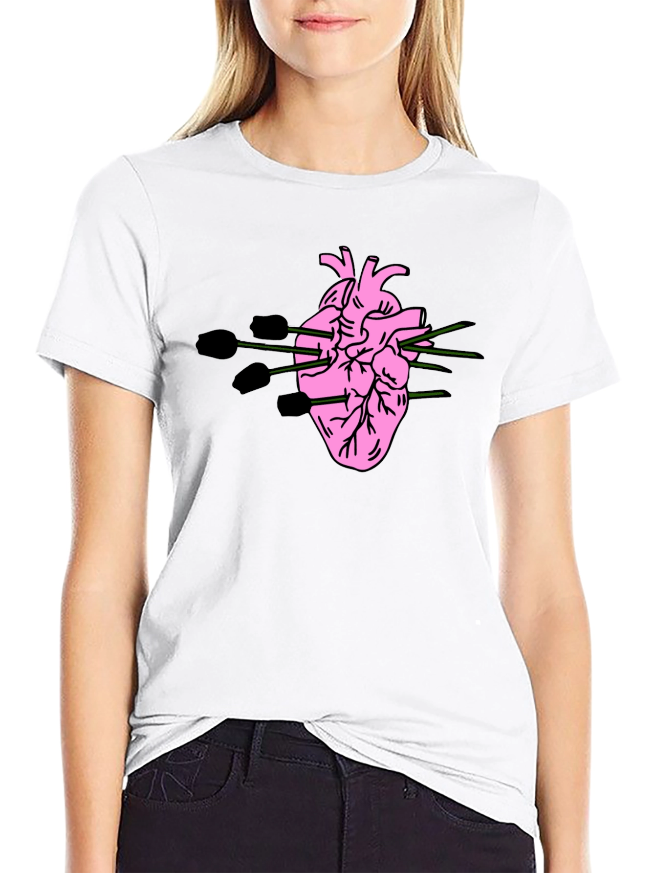 Stabbed Heart Graphic Tee - Black